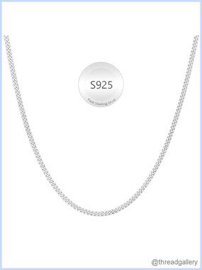 925 Sterling Silver 2mm Cuban Chain Necklace 20 Inch Spring Ring Clasp